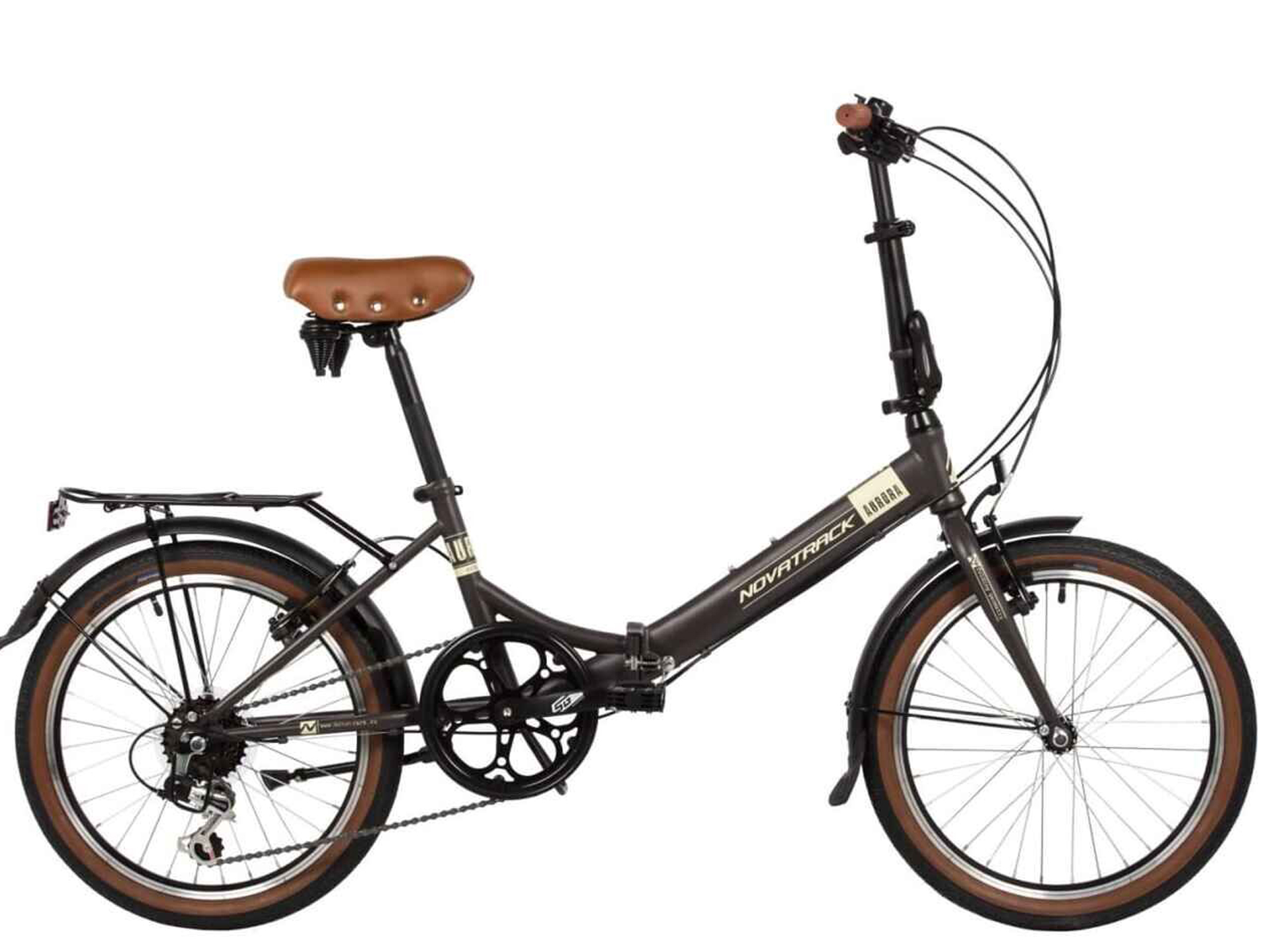 Велосипед NOVATRACK 20" складной, AURORA, коричневый, Shimano 6 speed, TY21/TS38/SG-6SI 20FAURORA6S.BN4